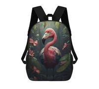 sinyumoney Flamingo in The Jungle Sac À Dos Enfant Fille 3D, Sac D'école, Sac À Dos Pour Tout-petits, Sac À Dos Décontracté, Sac À Livres Tendance 17inch