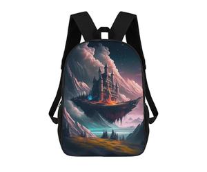 sinyumoney Floating Castle in Fantasy Landscape Sac À Dos Enfant Tendance Et Amusant, Sac À Dos Pour Garçons Et Adolescents, Sac D'école Imprimé En 3D Pour Garçons 17inch