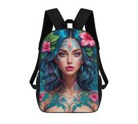 sinyumoney Floral Anime Portrait Sac À Dos Scolaire Pour Filles Et Garçons, Avec Poche, Sac À Dos Tendance Pour Enfants 17inch
