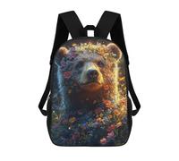 sinyumoney Floral Bear Portrait Sacs À Dos Pour Enfants, Cartables Imprimés En 3D, Sacs À Dos Pour Élèves Du Primaire Et Du Collège (garçons Et Filles) 17inch