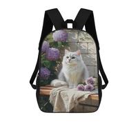 sinyumoney Floral Bench Cat Portrait Sac À Dos Scolaire Imprimé En 3D Pour Enfants, Sac À Dos De Voyage Tendance Et Décontracté Pour Écoliers 17inch