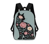 sinyumoney Floral Cat Silhouette Illustration Sac À Dos Enfant, Sac À Dos Anime, Grand Sac À Dos Enfant, Sac À Dos Imprimé En 3D Pour Enfants, Cartable, Cartable Pour Garçons Et Filles 17inch