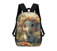 sinyumoney Floral Crown Elephant Art Sacs À Dos Pour Enfants, Sac À Dos Scolaire Imprimé En 3D Pour Enfants, Sac À Dos De Voyage, Sac À Livres Pour Enfants 17inch Sac D'école