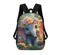 sinyumoney Floral Crown Elephant Fantasy Sac À Dos Scolaire Imperméable Pour Ordinateur Portable - Idéal Pour Les Voyages, Le Travail Et Le Quotidien 17inch