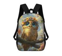 sinyumoney Floral Crowned Owl Artwork Sacs À Dos Tendance Imprimés En 3D 17inch Sac D'école Décontracté Pour Enfants, Garçons, Élèves Du Primaire Et Du Collège