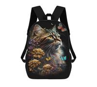 sinyumoney Floral Fantasy Cat Art Print Sacs À Dos Pour Enfants, Sac À Dos Scolaire Imprimé En 3D Pour Enfants, Sac À Dos De Voyage, Sac À Livres Pour Enfants 17inch Sac D'école
