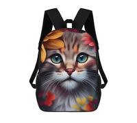 sinyumoney Floral Fantasy Kitten Sac À Dos Scolaire Pour Adolescents, Imprimé En 3D, Ajustable, À Poches Tendance, Pour Enfants, Garçons, Filles, Étudiants Et Adolescents 17inch