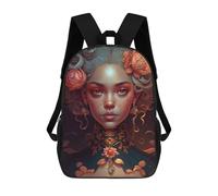 sinyumoney Floral Fantasy Portrait -2 Sac À Dos Scolaire Pour Adolescents, Imprimé En 3D, Ajustable, À Poches Tendance, Pour Enfants, Garçons, Filles, Étudiants Et Adolescents 17inch