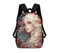sinyumoney Floral Fantasy Portrait -8 Sacs À Dos Pour Enfants, Sac D'école Imprimé En 3D, Cartable Pour Enfants, Sac De Voyage, Sac À Dos Garçon Fille, Sac D'école Pour Enfants 17inch