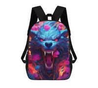 sinyumoney Floral Fiery Wolf Portrait Sac À Dos Scolaire Imprimé En 3D Pour Garçons Et Filles, Sac À Dos Pour Enfants, Sac De Voyage 17inch