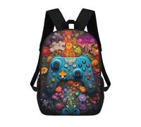 sinyumoney Floral Gaming Controller Artwork -3 Sac À Dos Scolaire Imprimé En 3D Pour Garçons Et Filles, Sac À Dos Pour Enfants, Sac De Voyage 17inch