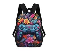 sinyumoney Floral Gaming Controller Artwork Sac À Dos Enfant, Sac D'école, Sac À Dos Imprimé 3D Avec Motif De Dessin Animé, Grande Capacité, Pour Garçons Et Filles 17inch