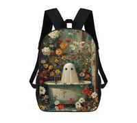 sinyumoney Floral Ghost in Bathtub Sac À Dos Scolaire Imprimé En 3D Pour Enfants, Sac À Dos Garçon/fille, Sac De Voyage Pour Enfants 17inch