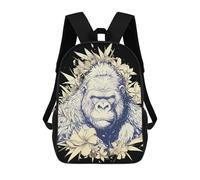 sinyumoney Floral Gorilla Illustration 17inch Sacs À Dos Scolaires Imprimés En 3D - Sacs À Dos Tendance Pour Garçons Du Primaire Et Du Collège