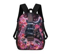 sinyumoney Floral Guitar Art Sac À Dos Scolaire Imprimé En 3D Pour Garçons Et Filles, Sac À Dos Pour Ordinateur Portable Pour Enfants/étudiants/adultes 17inch
