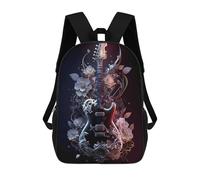 sinyumoney Floral Guitar Artwork Sacs À Dos Scolaires Pour Garçons Et Filles, Sacs À Dos Décontractés Pour Le Sport, Sacs À Dos De Grande Capacité Pour L'école Primaire 17inch