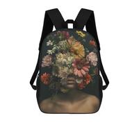 sinyumoney Floral Head Woman Colors Sac À Dos Scolaire Imprimé En 3D, Sac À Dos Décontracté Pour Enfants, Sac D'école Imprimé En 3D Pour Garçons, Primaire Et Collège 17inch