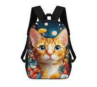 sinyumoney Floral Night Cat Art Print Sac À Dos Scolaire Pour Enfants, 43 Cm (17 Pouces), Imprimé En 3D, Pour Garçons, Élèves Du Primaire Et Du Collège