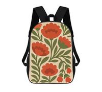sinyumoney Floral Pattern with Red Flowers Sac À Dos Scolaire Enfant Tendance Et Décontracté, Sac À Dos Imprimé En 3D Pour Garçon, Grand Sac À Dos 17inch