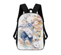 sinyumoney Floral Skateboarder Art Print 17inch Sacs À Dos Scolaires Imprimés En 3D - Sacs À Dos Tendance Pour Garçons Du Primaire Et Du Collège