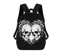 sinyumoney Floral Skull Heart Sac À Dos Enfant, Cartable Imprimé En 3D Pour Garçons Et Adolescents 17inch