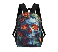 sinyumoney Floral Skull Sac À Dos Scolaire Imprimé En 3D, Sac À Dos Décontracté Pour Enfants, Sac D'école Imprimé En 3D Pour Garçons, Primaire Et Collège 17inch