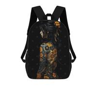 sinyumoney Floral Tattoo Woman on Black Background Sac À Dos Scolaire Imprimé En 3D, Sac À Dos Décontracté Pour Enfants, Sac D'école Imprimé En 3D Pour Garçons, Primaire Et Collège 17inch