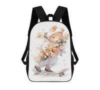 sinyumoney Floral Teddy Bear Skateboarding Sacs À Dos Pour Enfants, Sac À Dos Scolaire Imprimé En 3D Pour Enfants, Sac À Dos De Voyage, Sac À Livres Pour Enfants 17inch Sac D'école