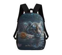 sinyumoney Floral Tiger Reflection Sacs À Dos, Sac À Dos Enfant, Sac D'école, Sac À Dos De Voyage Imprimé En 3D, Accessoire De Mode, Sac À Dos Imperméable Pour Enfants 17inch