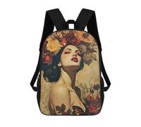 sinyumoney Floral Woman Portrait with Butterfly Sac À Dos Scolaire Enfant Tendance Et Décontracté, Sac À Dos Imprimé En 3D Pour Garçon, Grand Sac À Dos 17inch