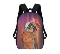 sinyumoney Flower Astronaut Portrait Sac À Dos Scolaire Enfant Tendance Et Décontracté, Sac À Dos Imprimé En 3D Pour Garçon, Grand Sac À Dos 17inch