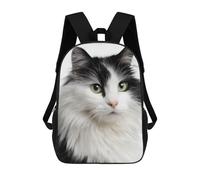 sinyumoney Fluffy Black & White Cat Sac À Dos Enfant, Cartable, Sacs À Dos Scolaires Imprimés En 3D Pour Élèves Du Primaire Et Du Collège, Cadeau D'anniversaire Pour Adolescents 17inch