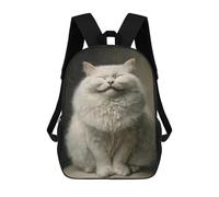 sinyumoney Fluffy White Cat Portrait Sac À Dos Imprimé En 3D, Sac D'école Décontracté Et Tendance Pour Enfants, Sac D'école Pour Garçons, Collégiens 17inch