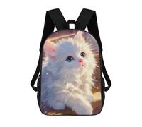 sinyumoney Fluffy White Cat with Blue Eyes Sacs À Dos Pour Enfants, Sac À Dos Scolaire Imprimé En 3D Pour Enfants, Sac À Dos De Voyage, Sac À Livres Pour Enfants 17inch Sac D'école