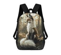 sinyumoney Forest Fox Portrait Sac À Dos Imprimé En 3D, Sac D'école Décontracté Et Tendance Pour Enfants, Sac D'école Pour Garçons, Collégiens 17inch