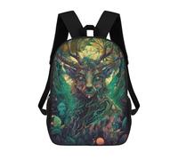 sinyumoney Forest Spirit Mystical Deer Portrait Sacs À Dos, Sac À Dos Enfant, Sac D'école, Sac À Dos De Voyage Imprimé En 3D, Accessoire De Mode, Sac À Dos Imperméable Pour Enfants 17inch