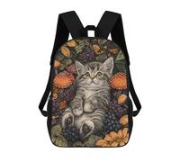 sinyumoney Forest Whiskers Cute Kitten Amidst Mushrooms & Berries Sac À Dos Scolaire Imprimé En 3D Pour Garçons Et Filles, Sac À Dos Pour Enfants, Sac De Voyage 17inch