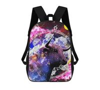 sinyumoney Forêt d'Halloween avec chien Sac à dos Impression 3D Sac pour enfants École primaire Sac à dos léger pour enfants Filles Garçons Maternelle Sac à déjeuner, Imprimé Cosmic Bull Art, 17"