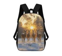 sinyumoney Four Deer at Sunset Sac À Dos Scolaire Pour Adolescents, Imprimé En 3D, Ajustable, À Poches Tendance, Pour Enfants, Garçons, Filles, Étudiants Et Adolescents 17inch