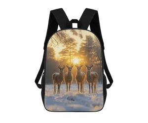 sinyumoney Four Deer at Sunset Sac À Dos Scolaire Pour Adolescents, Imprimé En 3D, Ajustable, À Poches Tendance, Pour Enfants, Garçons, Filles, Étudiants Et Adolescents 17inch
