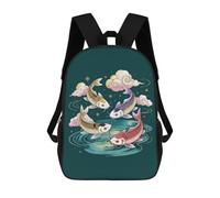 sinyumoney Four Koi Fish in A Circle Sac À Dos Scolaire Pour Enfants, Imprimé En 3D, Tendance Et Décontracté, Pour Garçons, Élèves Du Primaire Et Du Collège 17inch