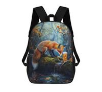 sinyumoney Fox And Beer in The Woods Sacs À Dos Scolaires Pour Enfants, Sac D'école Imprimé En 3D Pour Garçons, Élèves Du Primaire Et Du Collège 17inch