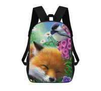sinyumoney Fox And Chickadee in Flowers Sac À Dos Imprimé 3D Pour Enfants, Sac À Dos Léger Pour Écoliers Et Écoliers, Sac À Goûter Pour La Crèche 17inch