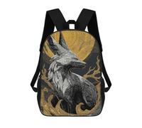 sinyumoney Fox And Moon Illustration Sac À Dos Scolaire Pour Filles Et Garçons, Grande Capacité, Léger, Pour Enfants Et Étudiants 17inch
