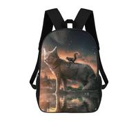 sinyumoney Fox And Squirrel in Moonlight Sac À Dos Scolaire Pour Enfants Imprimé En 3D, Idéal Pour Les Voyages Et Les Livres 17inch