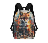 sinyumoney Fox Chess Strategy Art Print Sacs À Dos Pour Enfants, Cartables 3D Personnalisés Pour Garçons Et Filles, Grands Sacs À Dos Scolaires Décontractés 17inch