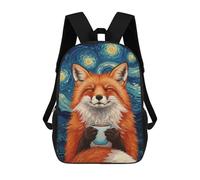 sinyumoney Fox Enjoying Coffee Under Starry Night Sac À Dos Scolaire Pour Enfants Imprimé En 3D, Idéal Pour Les Voyages Et Les Livres 17inch