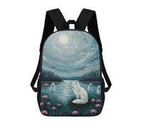 sinyumoney Fox, Ghosts, And Moonlit Landscape Painting Sac À Dos Enfant Tendance Et Amusant, Sac À Dos Pour Garçons Et Adolescents, Sac D'école Imprimé En 3D Pour Garçons 17inch