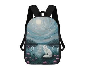 sinyumoney Fox, Ghosts, And Moonlit Landscape Painting Sac À Dos Enfant Tendance Et Amusant, Sac À Dos Pour Garçons Et Adolescents, Sac D'école Imprimé En 3D Pour Garçons 17inch