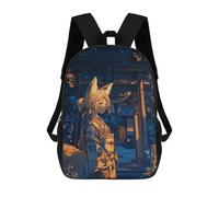 sinyumoney Fox Girl in Kimono Sacs À Dos Imprimés En 3D Pour Enfants 17inch Sacs À Dos Tendance Et Décontractés Pour La Journée, Sacs De Voyage, Sacs À Dos D'extérieur Pour Garçons Et Filles
